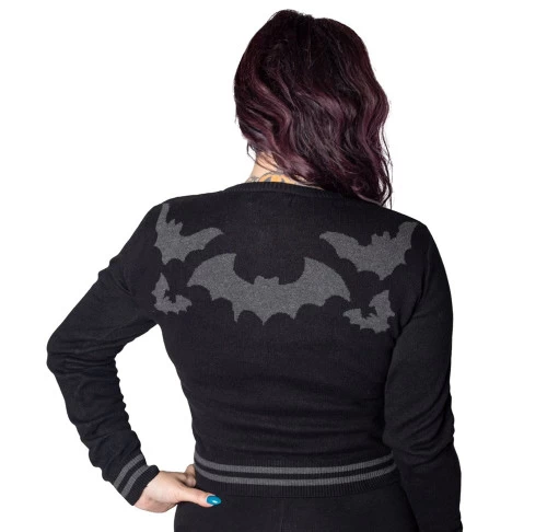 Kreepsville 666 Bat Flock Cardigan - Medium 4 Kreepsville 666 Bat Flock Cardigan - Medium - Image 2