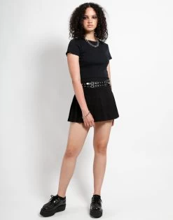 Tripp NYC Black Pleated Belted Skirt - Large -Fashion Apparel IO9669 BLK FULL 38011.1610590588