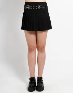 Tripp NYC Black Pleated Belted Skirt - Large