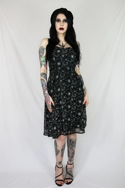 Coven United Moonprint Crossover Straps Dress - XS To 4XL 3 Coven United Moonprint Crossover Straps Dress - XS To 4XL
