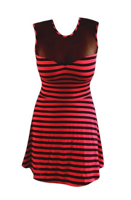 Switchblade Stiletto Striped Sweetheart Dress: Red 4 Switchblade Stiletto Striped Sweetheart Dress: Red - Image 2