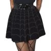 Kreepsville 666 Spiderweb Skater Skirt: Grey