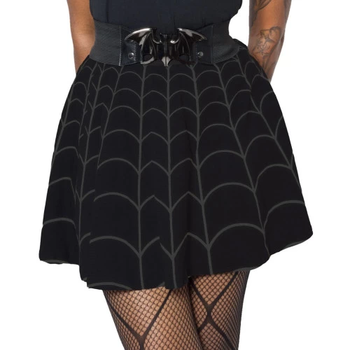 Kreepsville 666 Spiderweb Skater Skirt: Grey 3 Kreepsville 666 Spiderweb Skater Skirt: Grey