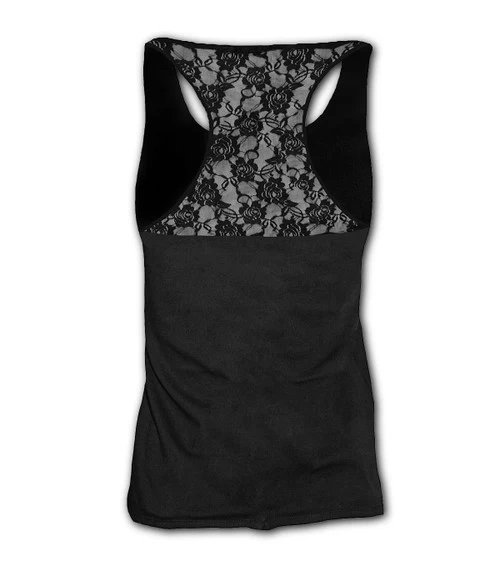 Spiral Black Cat Lace Back Racerback Tank Top 4 Spiral Black Cat Lace Back Racerback Tank Top - Image 2