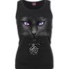 Spiral Black Cat Razorback Tank Top - Small 1 Spiral Black Cat Razorback Tank Top - Small -Fashion Apparel black cat razor back top black plain 36325.1631264540