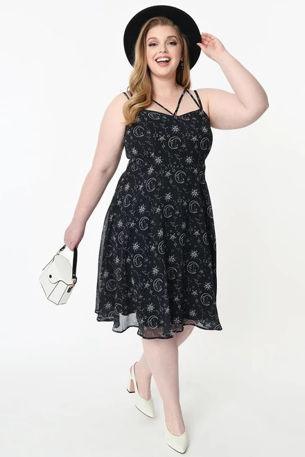 Coven United Moonprint Crossover Straps Dress - XS To 4XL 11 Coven United Moonprint Crossover Straps Dress - XS To 4XL - Image 9