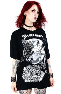 Restyle Oversized T-Shirt: Nevermore 19 Restyle Oversized T-Shirt: Nevermore -Fashion Apparel eng pl Black Oversized womens top with crows Nevermore 1846 6 50846.1560832133