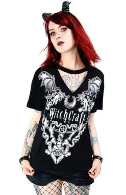 Restyle V-Neck Choker Top: Witchcraft -Fashion Apparel eng pl Black gothic choker top Witchcraft 1840 4 02486.1636361009