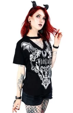 Restyle V-Neck Choker Top: Witchcraft -Fashion Apparel eng pl Black gothic choker top Witchcraft 1840 5 04112.1636360994