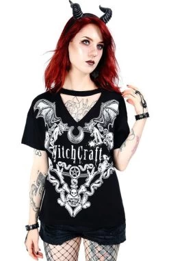 Restyle V-Neck Choker Top: Witchcraft -Fashion Apparel eng pl Black gothic choker top Witchcraft 1840 7 62966.1636360993