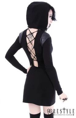 Restyle Armor Dress 22 Restyle Armor Dress -Fashion Apparel eng pl Black gothic dress with lacing and hood ARMOR DRESS 1740 6 31612.1566183177