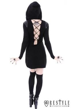 Restyle Armor Dress 19 Restyle Armor Dress -Fashion Apparel eng pl Black gothic dress with lacing and hood ARMOR DRESS 1740 7 60009.1566183177