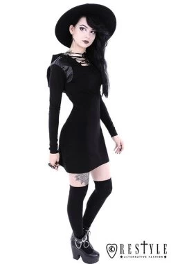 Restyle Armor Dress 21 Restyle Armor Dress -Fashion Apparel eng pl Black gothic dress with lacing and hood ARMOR DRESS 1740 9 89868.1566183177