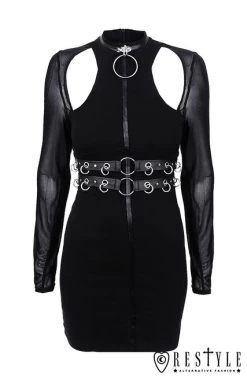 Restyle Ring Collar Dress -Fashion Apparel eng pl Black gothic pencil dress with ring collar RING COLLAR DRESS 1753 13 95060.1566184616
