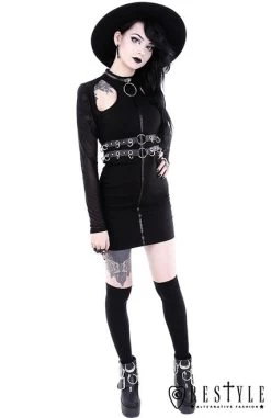 Restyle Ring Collar Dress -Fashion Apparel eng pl Black gothic pencil dress with ring collar RING COLLAR DRESS 1753 3 22476.1566184605