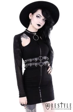 Restyle Ring Collar Dress -Fashion Apparel eng pl Black gothic pencil dress with ring collar RING COLLAR DRESS 1753 4 14145.1566184605