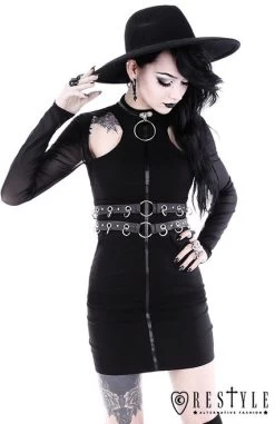 Restyle Ring Collar Dress -Fashion Apparel eng pl Black gothic pencil dress with ring collar RING COLLAR DRESS 1753 6 24754.1566184605