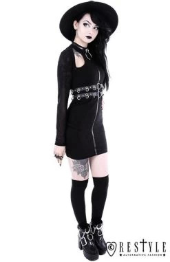 Restyle Ring Collar Dress -Fashion Apparel eng pl Black gothic pencil dress with ring collar RING COLLAR DRESS 1753 7 83719.1566184605