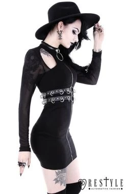 Restyle Ring Collar Dress -Fashion Apparel eng pl Black gothic pencil dress with ring collar RING COLLAR DRESS 1753 9 17906.1624189405