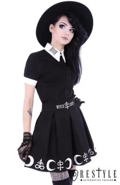 Restyle Moon Symbol Skirt - Medium, 2XL And 3XL 20 Restyle Moon Symbol Skirt - Medium, 2XL And 3XL -Fashion Apparel eng pl Black pleated short skirt with alchemy print moon symbols SYMBOL SKIRT 1606 12 82035.1628670289