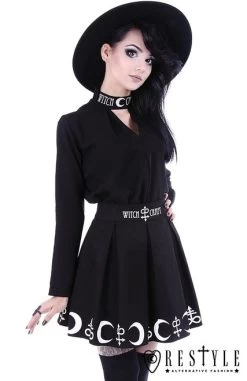 Restyle Moon Symbol Skirt - Medium, 2XL And 3XL 23 Restyle Moon Symbol Skirt - Medium, 2XL And 3XL -Fashion Apparel eng pl Black pleated short skirt with alchemy print moon symbols SYMBOL SKIRT 1606 5 71230.1628670209