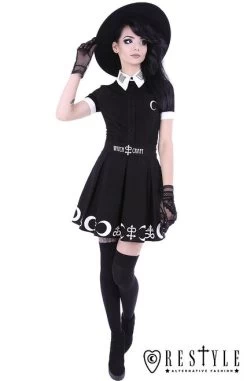 Restyle Moon Symbol Skirt - Medium, 2XL And 3XL 16 Restyle Moon Symbol Skirt - Medium, 2XL And 3XL -Fashion Apparel eng pl Black pleated short skirt with alchemy print moon symbols SYMBOL SKIRT 1606 9 37946.1628670249