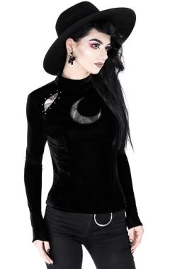Restyle Over The Moon Velvet Top -Fashion Apparel eng pl Black velvet blouse with crescent OVER THE MOON BLOUSE 2047 5 00812.1584005764