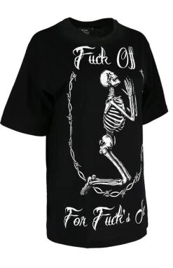 Restyle Oversized T-Shirt: F*ck Off For F*ck's Sake -Fashion Apparel eng pl Black womens t shirt with skeleton Oversized Top Fuck off for Fucks sake 1848 2 55945.1590001317