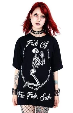 Restyle Oversized T-Shirt: F*ck Off For F*ck's Sake -Fashion Apparel eng pl Black womens t shirt with skeleton Oversized Top Fuck off for Fucks sake 1848 6 45818.1590001317