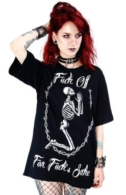 Restyle Oversized T-Shirt: F*ck Off For F*ck's Sake -Fashion Apparel eng pl Black womens t shirt with skeleton Oversized Top Fuck off for Fucks sake 1848 8 16133.1590001317