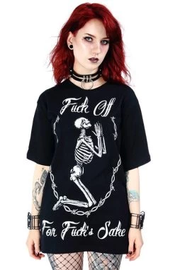 Restyle Oversized T-Shirt: F*ck Off For F*ck's Sake -Fashion Apparel eng pl Black womens t shirt with skeleton Oversized Top Fuck off for Fucks sake 1848 9 24347.1590001317