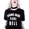 Restyle "Wanna Raise Some Hell" Crop Top -Fashion Apparel eng pl Crop Top Gothic blouse with burning letters WANNA RAISE SOME HELL 1770 1 28069.1640112831