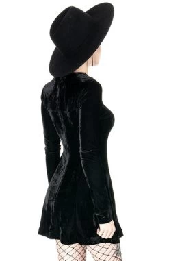 Restyle Dolly Velvet Dress -Fashion Apparel eng pl DOLLY DRESS Black gothic velvet dress with white lace collar 1894 8 72494.1563160638
