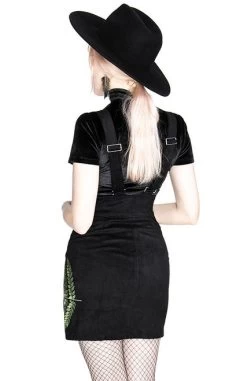 Restyle Fern Suede Suspender Skirt -Fashion Apparel eng pl FERN SUEDE DRESS Black dress with fern leaf 1973 10 07569.1570519815