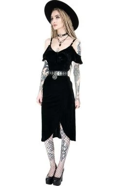 Restyle Gloria Velvet Dress -Fashion Apparel eng pl GLORIA DRESS Black gothic velvet dress cold shoulder 1883 12 36054.1638962957