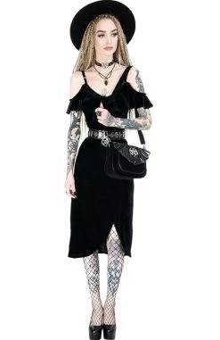 Restyle Gloria Velvet Dress -Fashion Apparel eng pl GLORIA DRESS Black gothic velvet dress cold shoulder 1883 15 55982.1638962950
