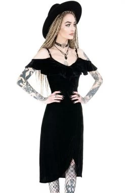 Restyle Gloria Velvet Dress -Fashion Apparel eng pl GLORIA DRESS Black gothic velvet dress cold shoulder 1883 4 18846.1638962979
