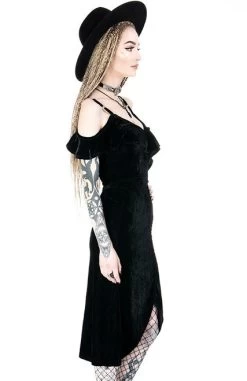 Restyle Gloria Velvet Dress -Fashion Apparel eng pl GLORIA DRESS Black gothic velvet dress cold shoulder 1883 6 11469.1638962987