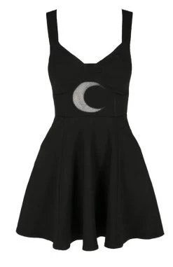 Restyle Shape Of The Moon Dress -Fashion Apparel eng pl Gothic black classic dress with mesh crescent moon SHAPE OF THE MOON DRESS 2051 1 93669.1636559205