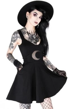 Restyle Shape Of The Moon Dress -Fashion Apparel eng pl Gothic black classic dress with mesh crescent moon SHAPE OF THE MOON DRESS 2051 7 56298.1578390595