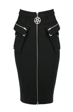 Restyle Utility Midi Skirt -Fashion Apparel eng pl Gothic black woman pencil skirt with pockets UTILITY MIDI SKIRT 2048 1 49453.1646390189