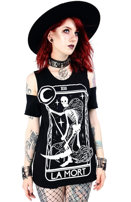 Restyle Cold Shoulder T-Shirt: La Mort 6 Restyle Cold Shoulder T-Shirt: La Mort - Image 4