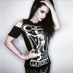 Restyle Cold Shoulder T-Shirt: La Mort 13 Restyle Cold Shoulder T-Shirt: La Mort -Fashion Apparel eng pl La Mort cold shoulder tshirt death tarot 1844 6 04536.1600698213