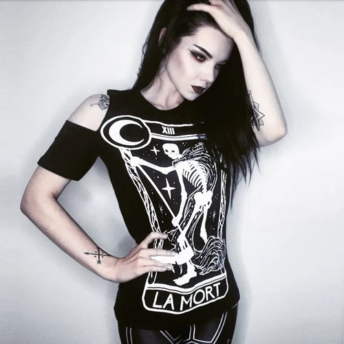 Restyle Cold Shoulder T-Shirt: La Mort 8 Restyle Cold Shoulder T-Shirt: La Mort - Image 6