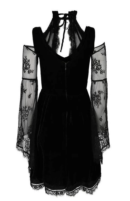 Restyle Crescent Moon Charm Velvet Gothic Dress 4 Restyle Crescent Moon Charm Velvet Gothic Dress - Image 2