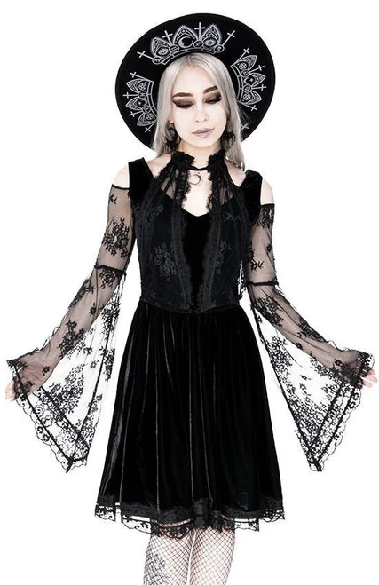 Restyle Crescent Moon Charm Velvet Gothic Dress 8 Restyle Crescent Moon Charm Velvet Gothic Dress - Image 6