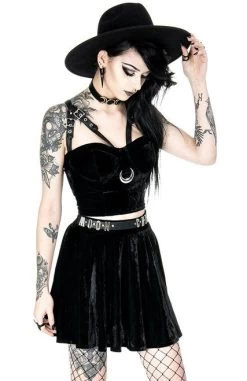 Restyle Moon Child Skirt - Small 23 Restyle Moon Child Skirt - Small -Fashion Apparel eng pl MOON CHILD black velvet mini gothic skirt 1885 2 23415.1563074261