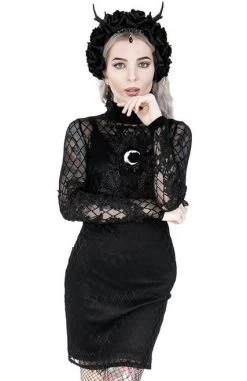 Restyle Moon Mesh Pencil Dress -Fashion Apparel eng pl Pencil Mesh Dress with Moon Lace and Moon Motif 2128 7 89698.1621350748