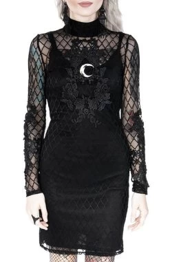 Restyle Moon Mesh Pencil Dress -Fashion Apparel eng pl Pencil Mesh Dress with Moon Lace and Moon Motif 2128 9 77866.1630335516