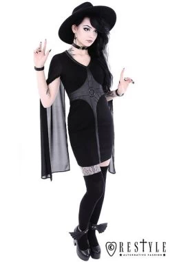 Restyle Cape Dress -Fashion Apparel eng pl Pencil gothic dress leather straps o rings long sleeves CAPE DRESS 1727 10 44963.1566704356